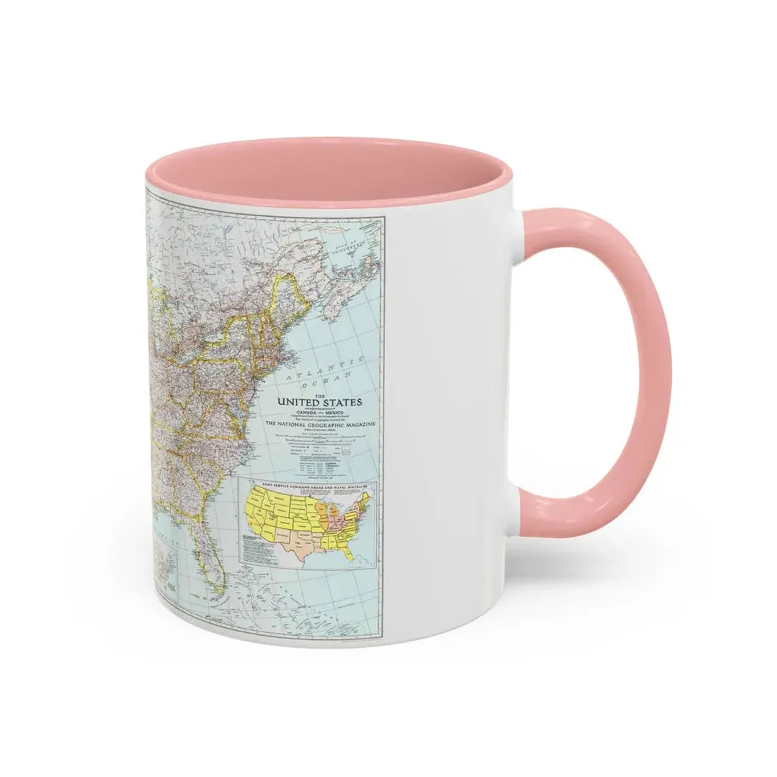 USA - The United States (1940) (Map) Accent Coffee Mug - Go Mug Yourself
