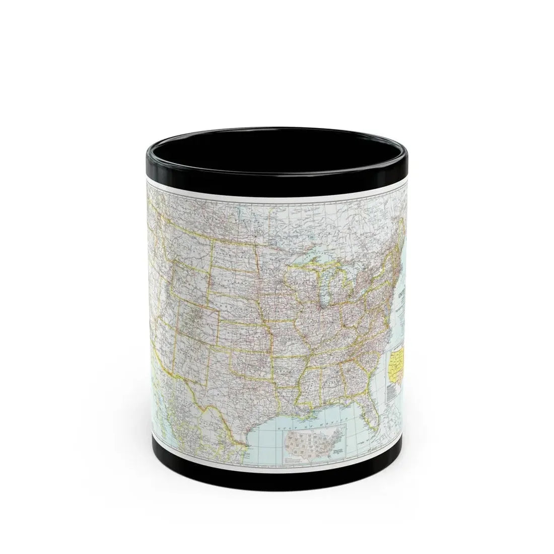 USA - The United States (1940) (Map) Black Coffee Mug 11oz - Go Mug Yourself