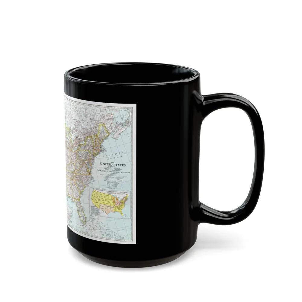 USA - The United States (1940) (Map) Black Coffee Mug-Go Mug Yourself