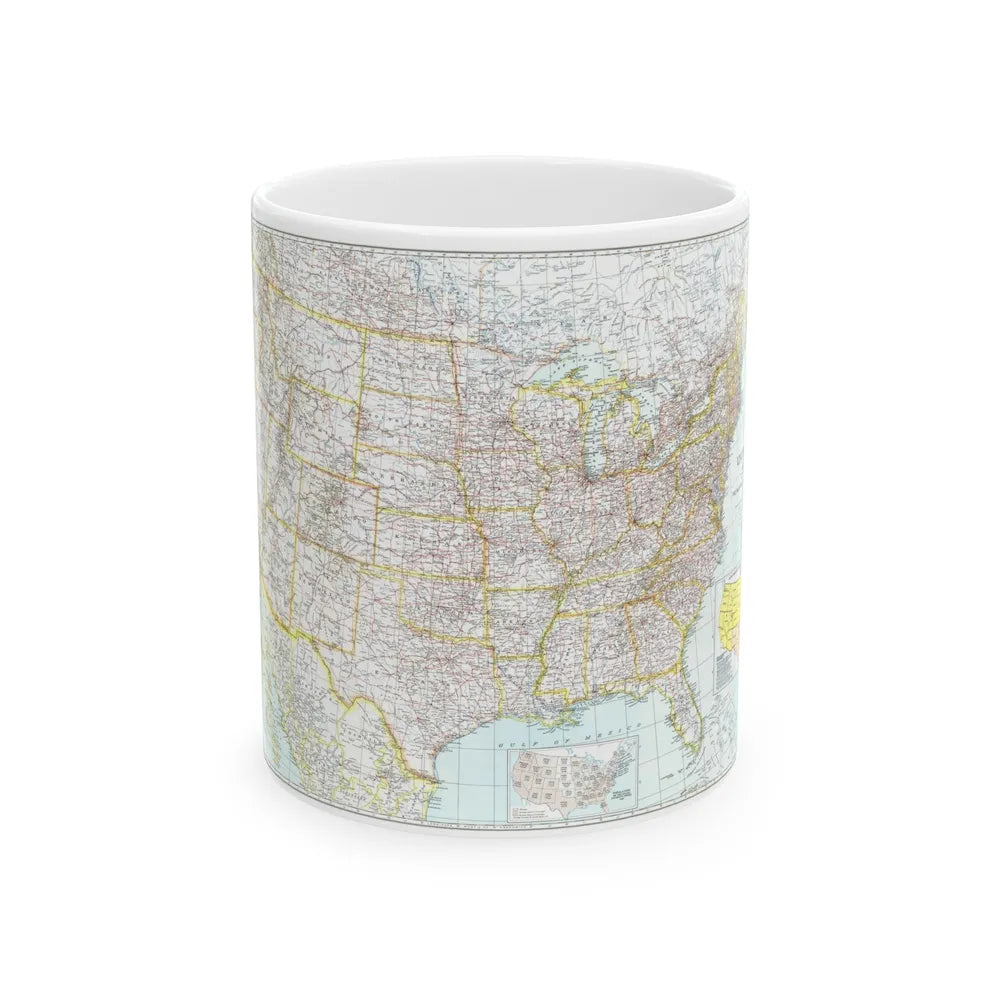 USA - The United States (1940) (Map) White Coffee Mug-11oz-Go Mug Yourself