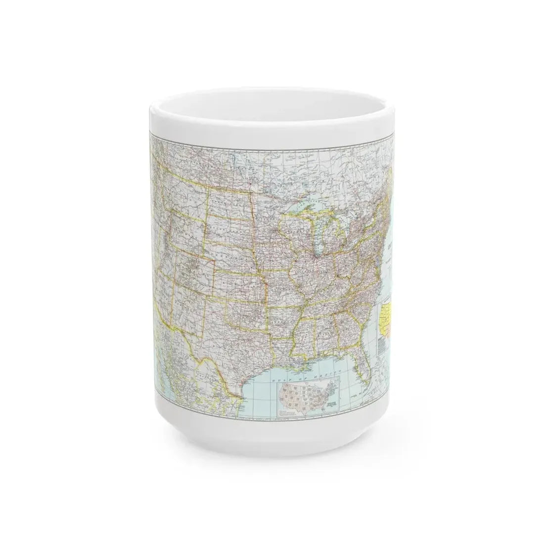 USA - The United States (1940) (Map) White Coffee Mug 15oz - Go Mug Yourself