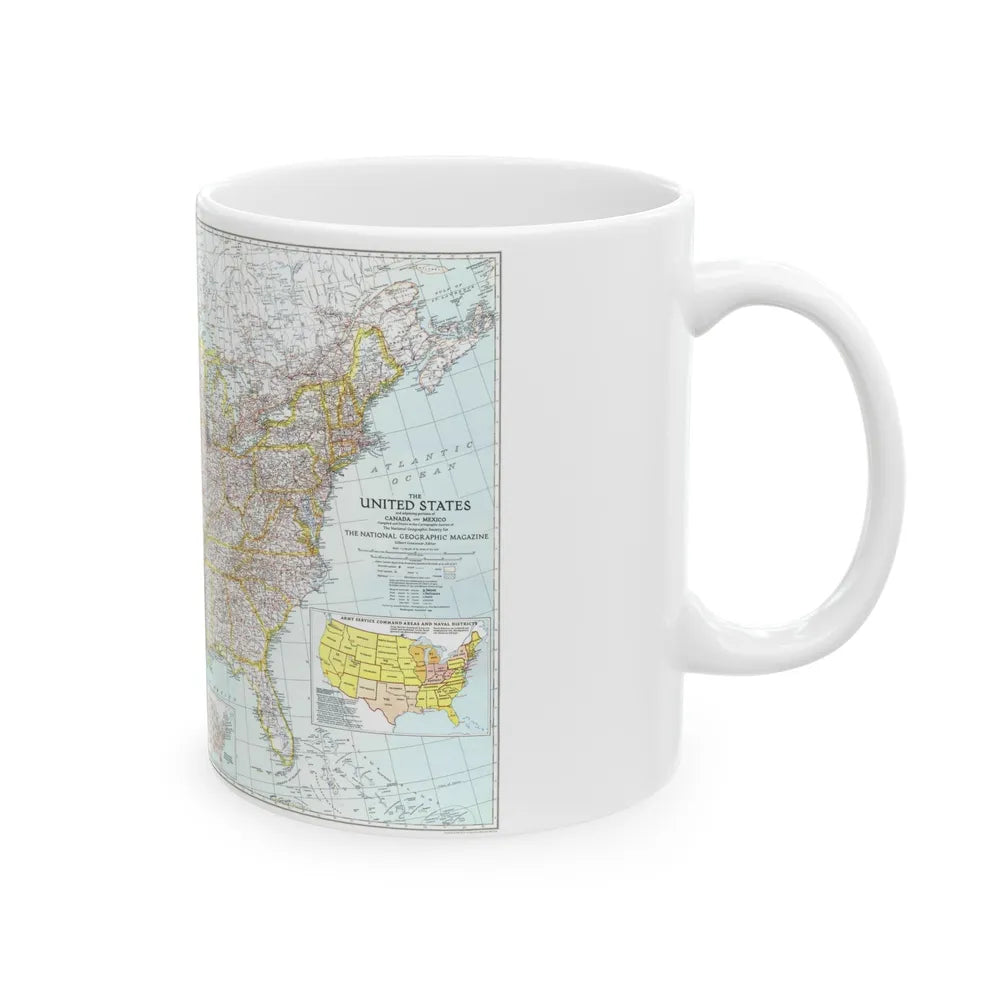 USA - The United States (1940) (Map) White Coffee Mug-Go Mug Yourself