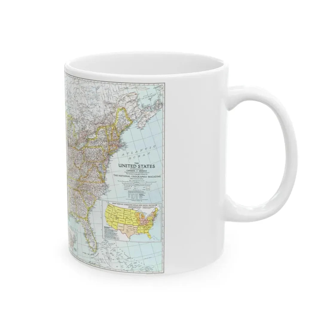 USA - The United States (1940) (Map) White Coffee Mug - Go Mug Yourself