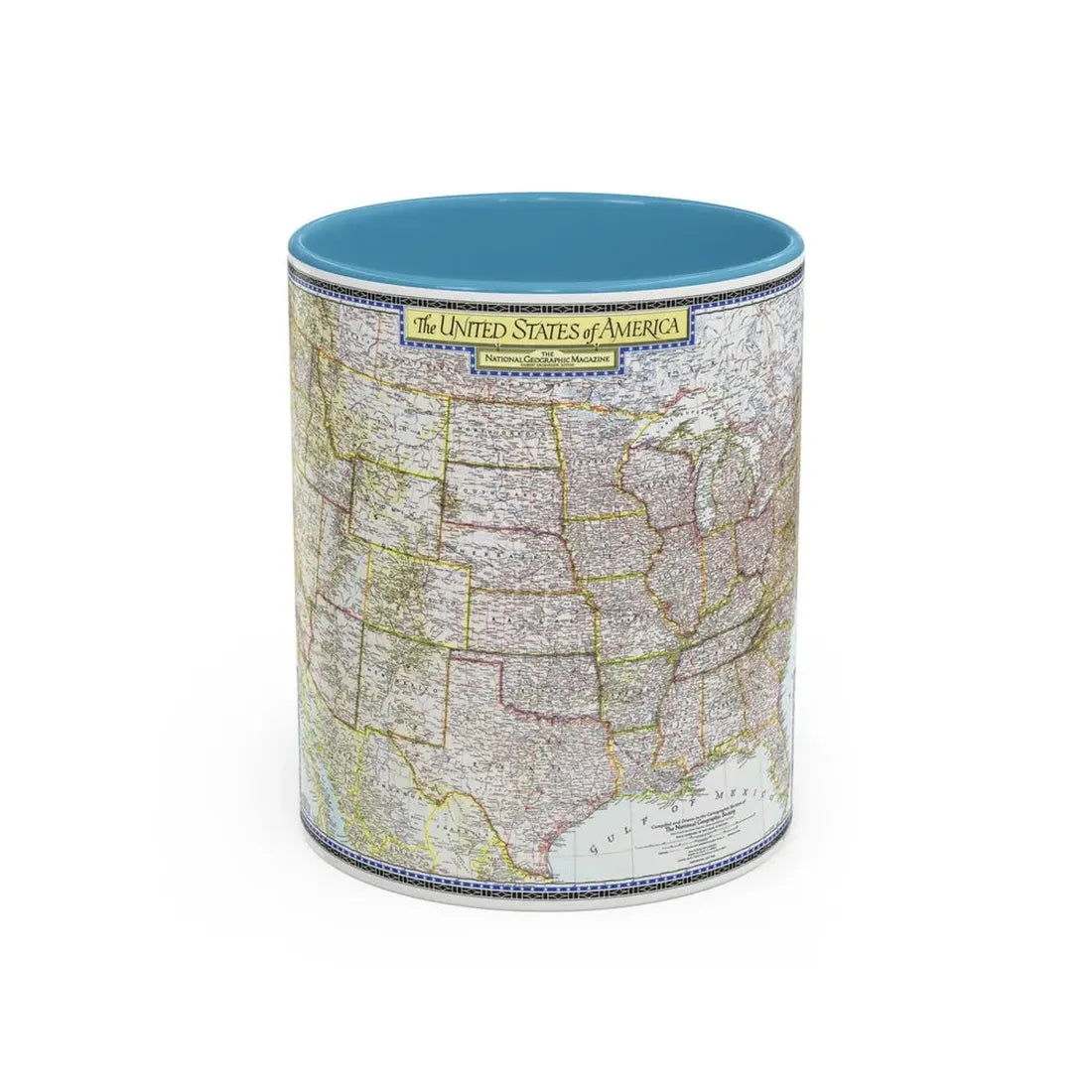USA - The United States (1946) (Map) Accent Coffee Mug 11oz Light Blue - Go Mug Yourself