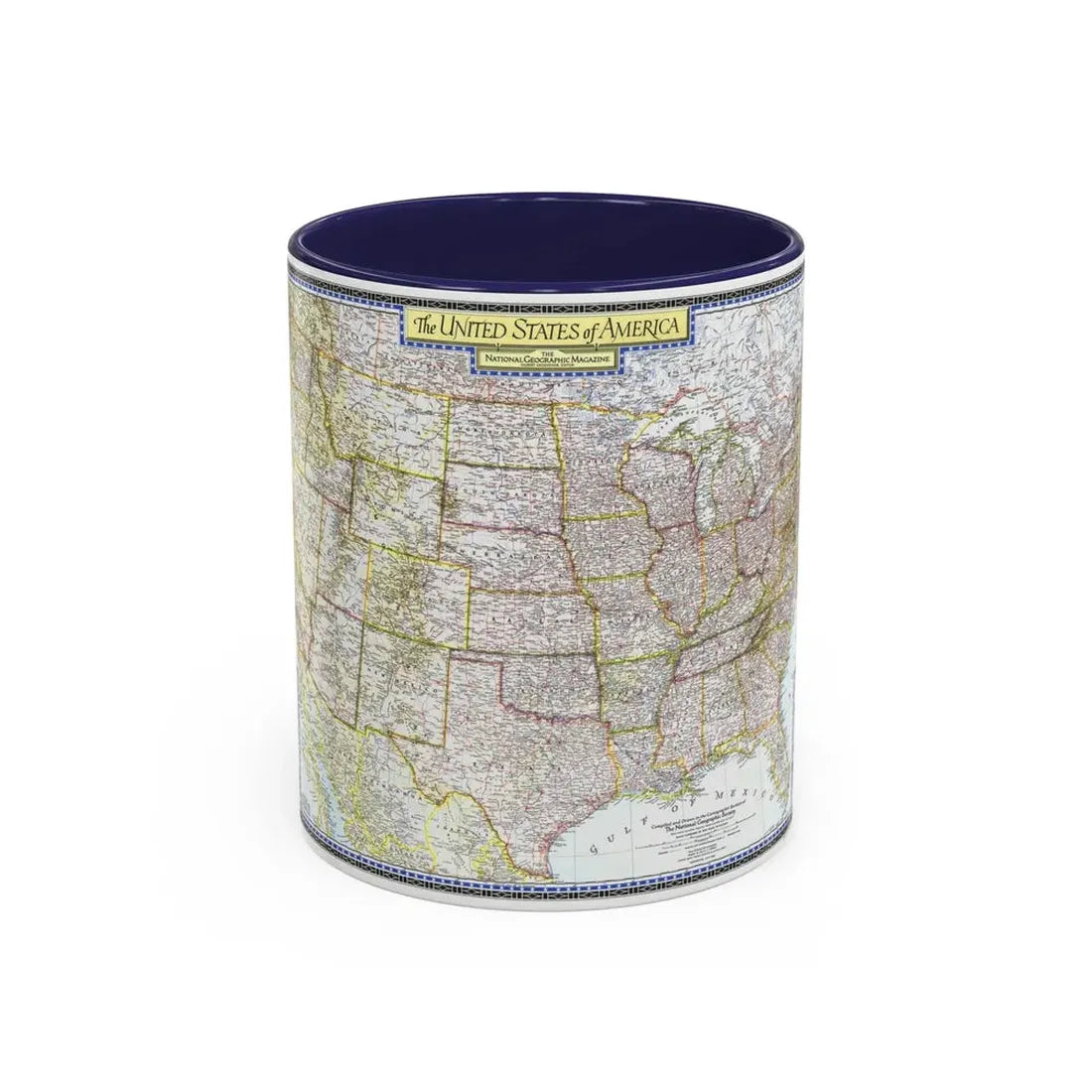 USA - The United States (1946) (Map) Accent Coffee Mug 11oz Navy - Go Mug Yourself