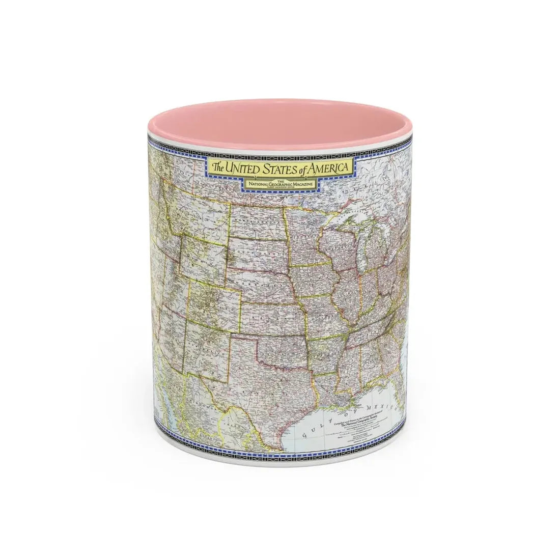 USA - The United States (1946) (Map) Accent Coffee Mug 11oz Pink - Go Mug Yourself