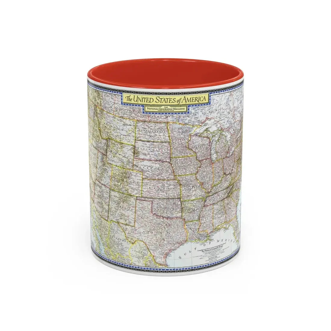 USA - The United States (1946) (Map) Accent Coffee Mug 11oz Red - Go Mug Yourself