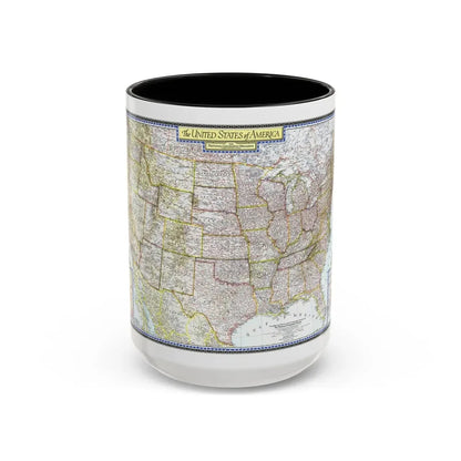 USA - The United States (1946) (Map) Accent Coffee Mug 15oz Black - Go Mug Yourself