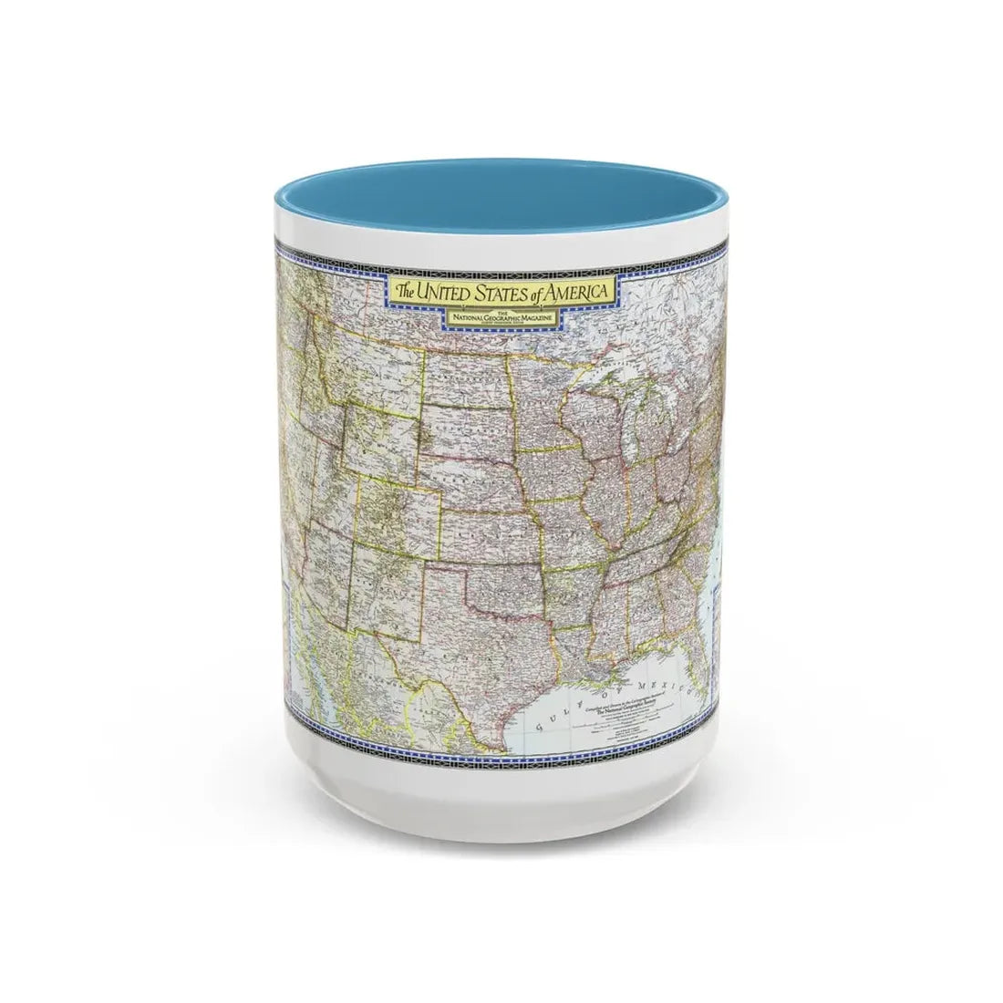 USA - The United States (1946) (Map) Accent Coffee Mug 15oz Light Blue - Go Mug Yourself