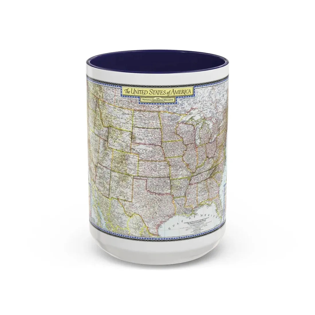 USA - The United States (1946) (Map) Accent Coffee Mug 15oz Navy - Go Mug Yourself