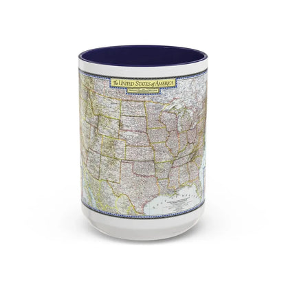 USA - The United States (1946) (Map) Accent Coffee Mug 15oz Navy - Go Mug Yourself