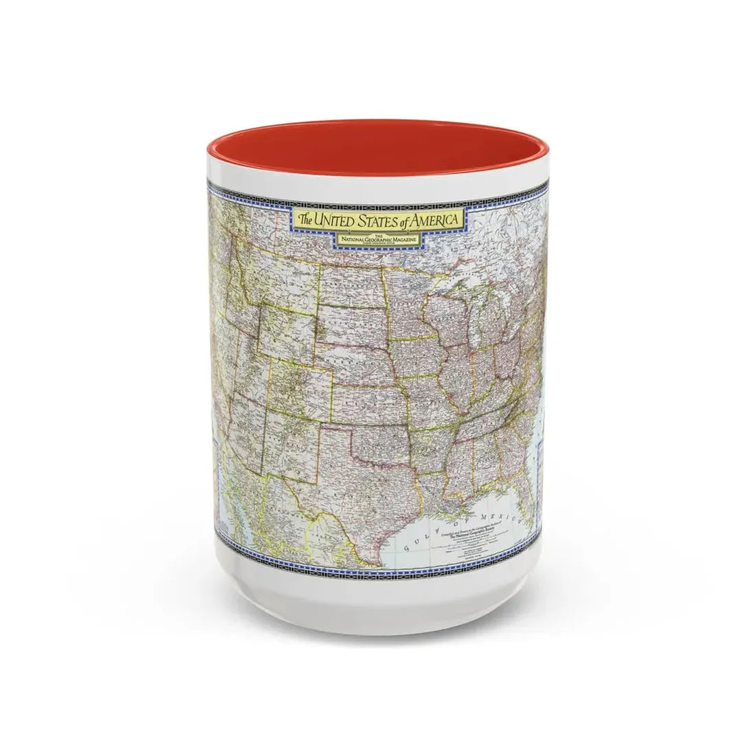 USA - The United States (1946) (Map) Accent Coffee Mug 15oz Red - Go Mug Yourself