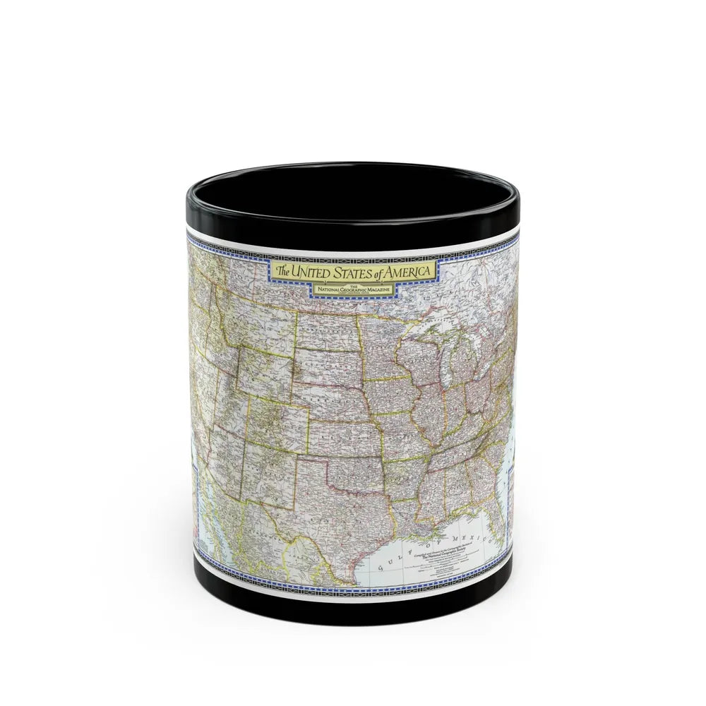 USA - The United States (1946) (Map) Black Coffee Mug-11oz-Go Mug Yourself