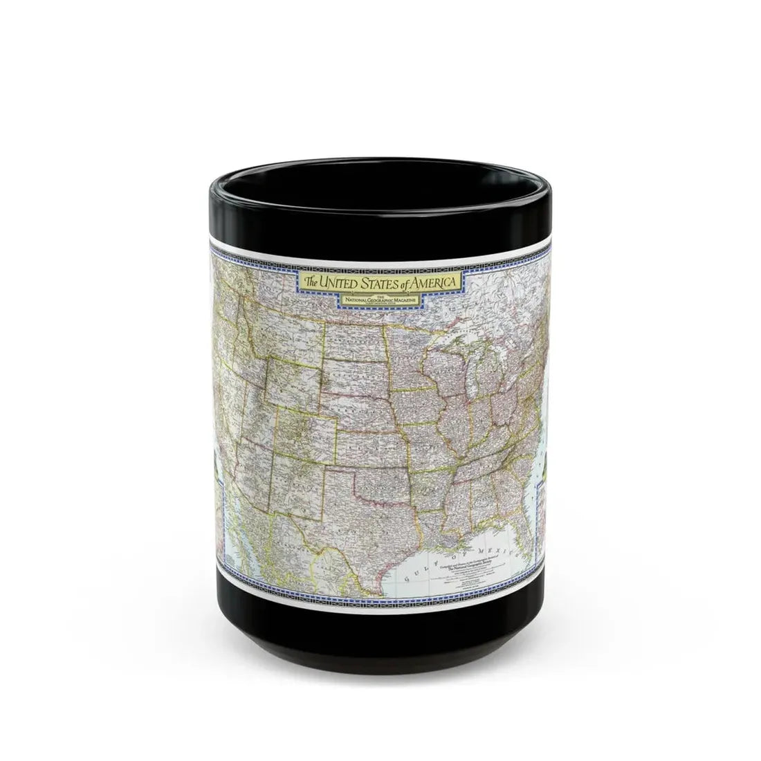 USA - The United States (1946) (Map) Black Coffee Mug 15oz - Go Mug Yourself