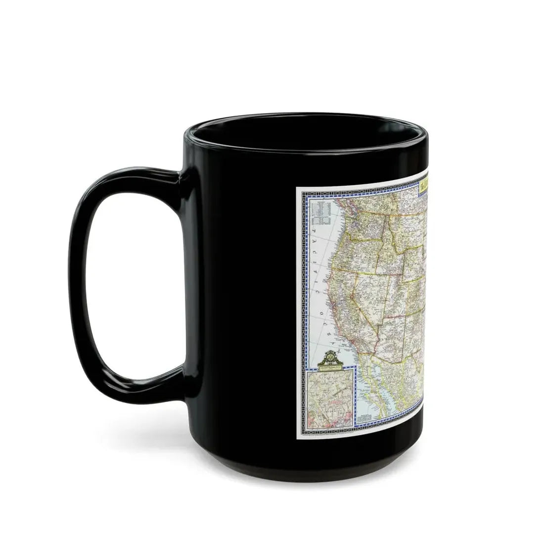 USA - The United States (1946) (Map) Black Coffee Mug - Go Mug Yourself