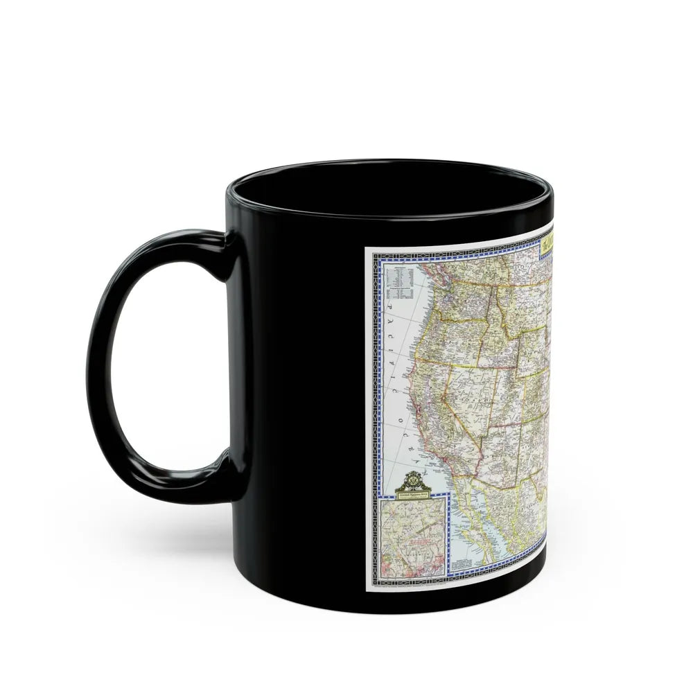 USA - The United States (1946) (Map) Black Coffee Mug-Go Mug Yourself