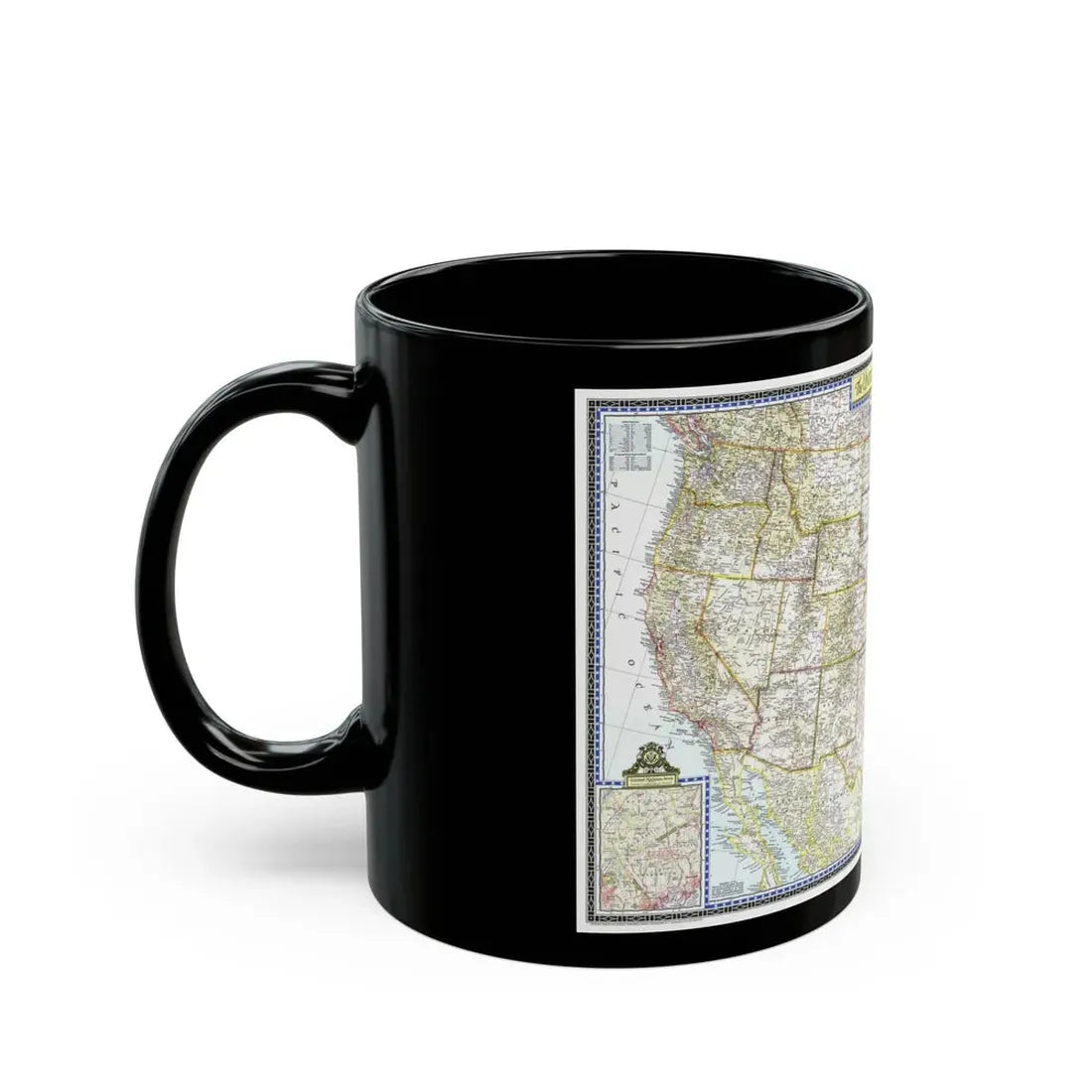 USA - The United States (1946) (Map) Black Coffee Mug - Go Mug Yourself