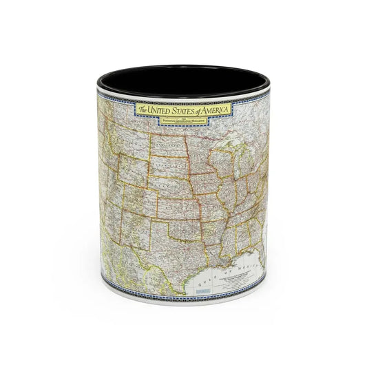 USA - The United States (1951) (Map) Accent Coffee Mug 11oz Black - Go Mug Yourself