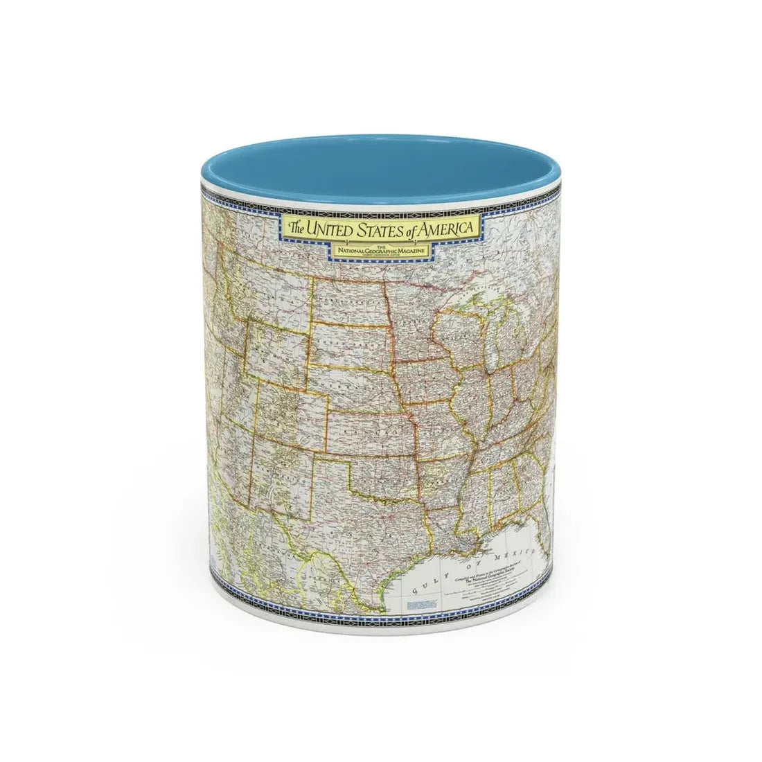 USA - The United States (1951) (Map) Accent Coffee Mug 11oz Light Blue - Go Mug Yourself