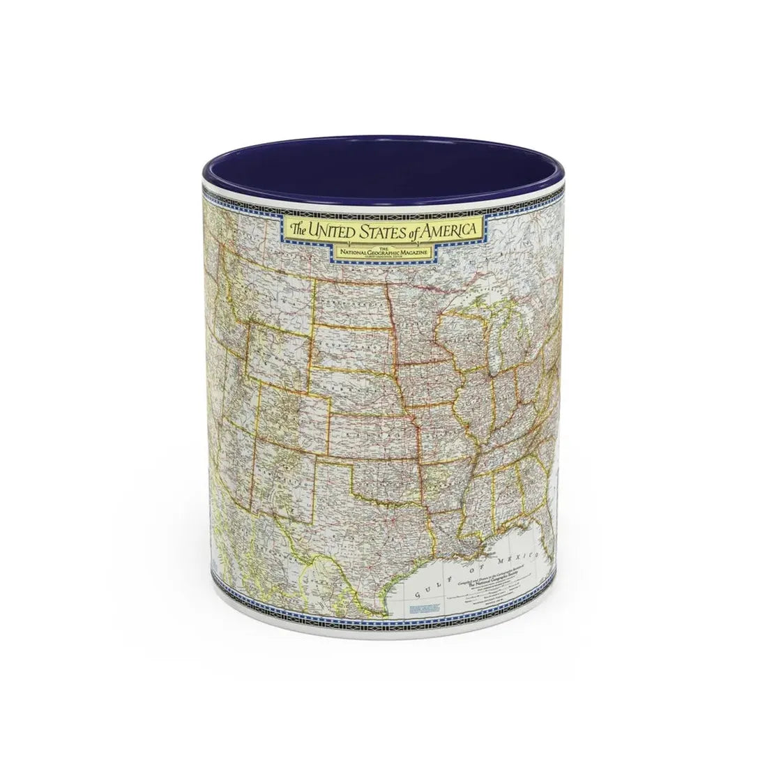 USA - The United States (1951) (Map) Accent Coffee Mug 11oz Navy - Go Mug Yourself