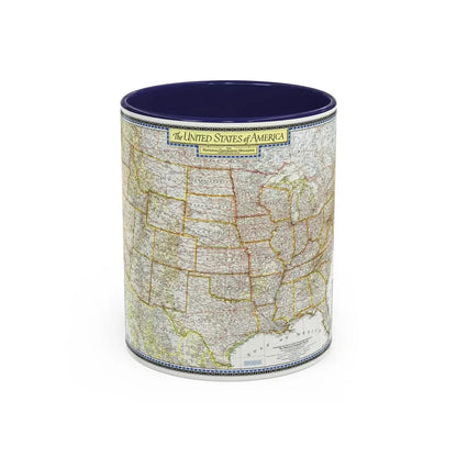 USA - The United States (1951) (Map) Accent Coffee Mug 11oz Navy - Go Mug Yourself