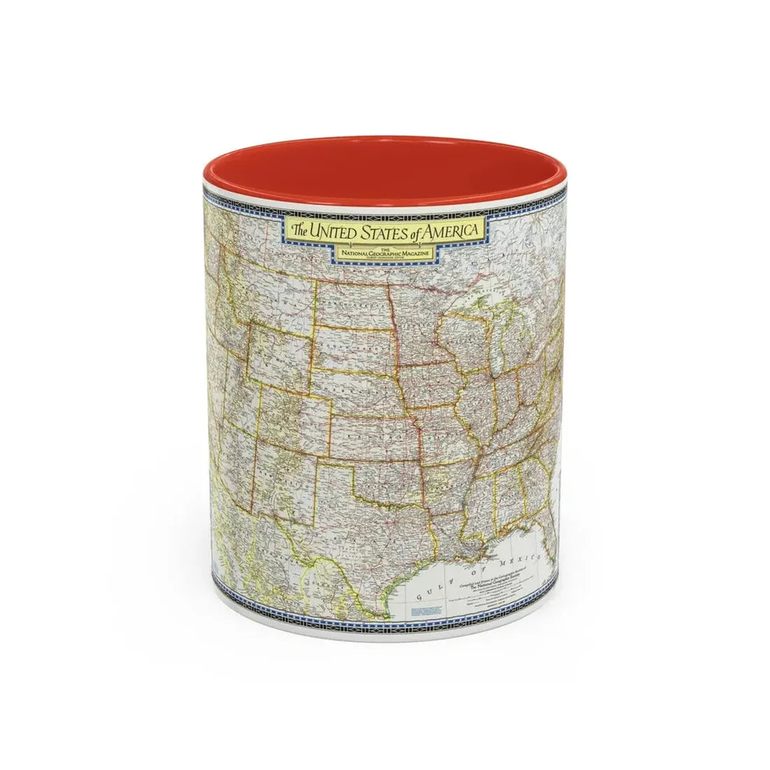 USA - The United States (1951) (Map) Accent Coffee Mug 11oz Red - Go Mug Yourself
