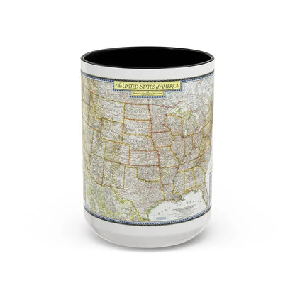 USA - The United States (1951) (Map) Accent Coffee Mug 15oz Black - Go Mug Yourself