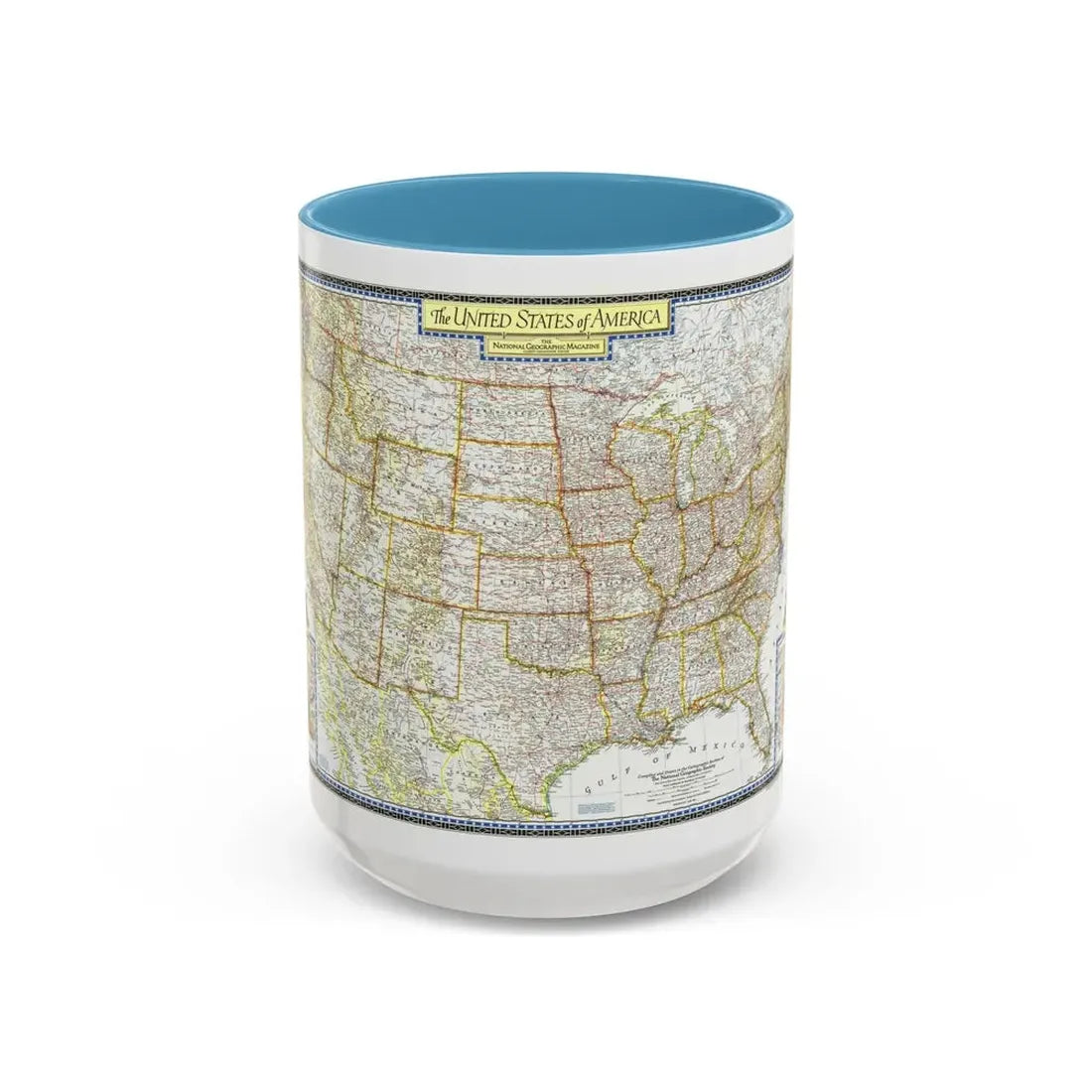 USA - The United States (1951) (Map) Accent Coffee Mug 15oz Light Blue - Go Mug Yourself