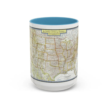 USA - The United States (1951) (Map) Accent Coffee Mug 15oz Light Blue - Go Mug Yourself