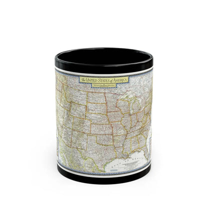 USA - The United States (1951) (Map) Black Coffee Mug-11oz-Go Mug Yourself