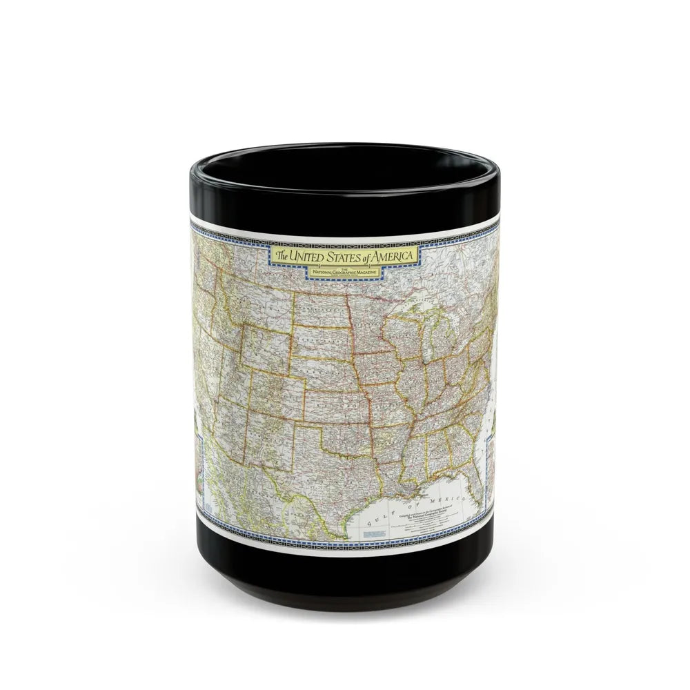 USA - The United States (1951) (Map) Black Coffee Mug-15oz-Go Mug Yourself