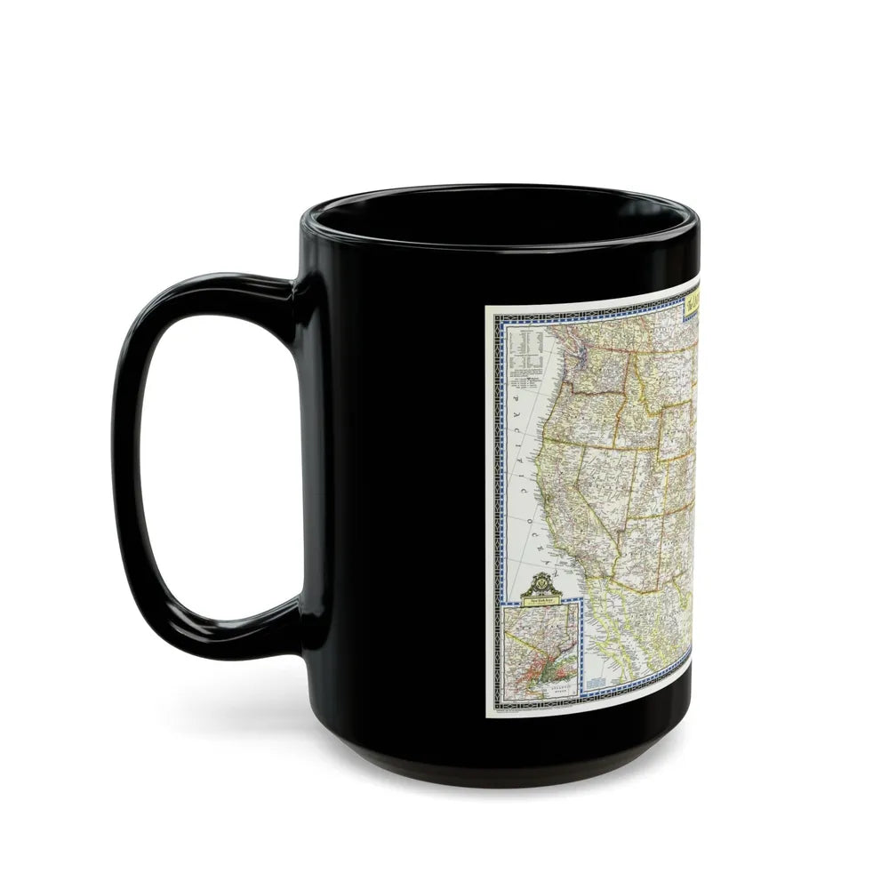 USA - The United States (1951) (Map) Black Coffee Mug-Go Mug Yourself