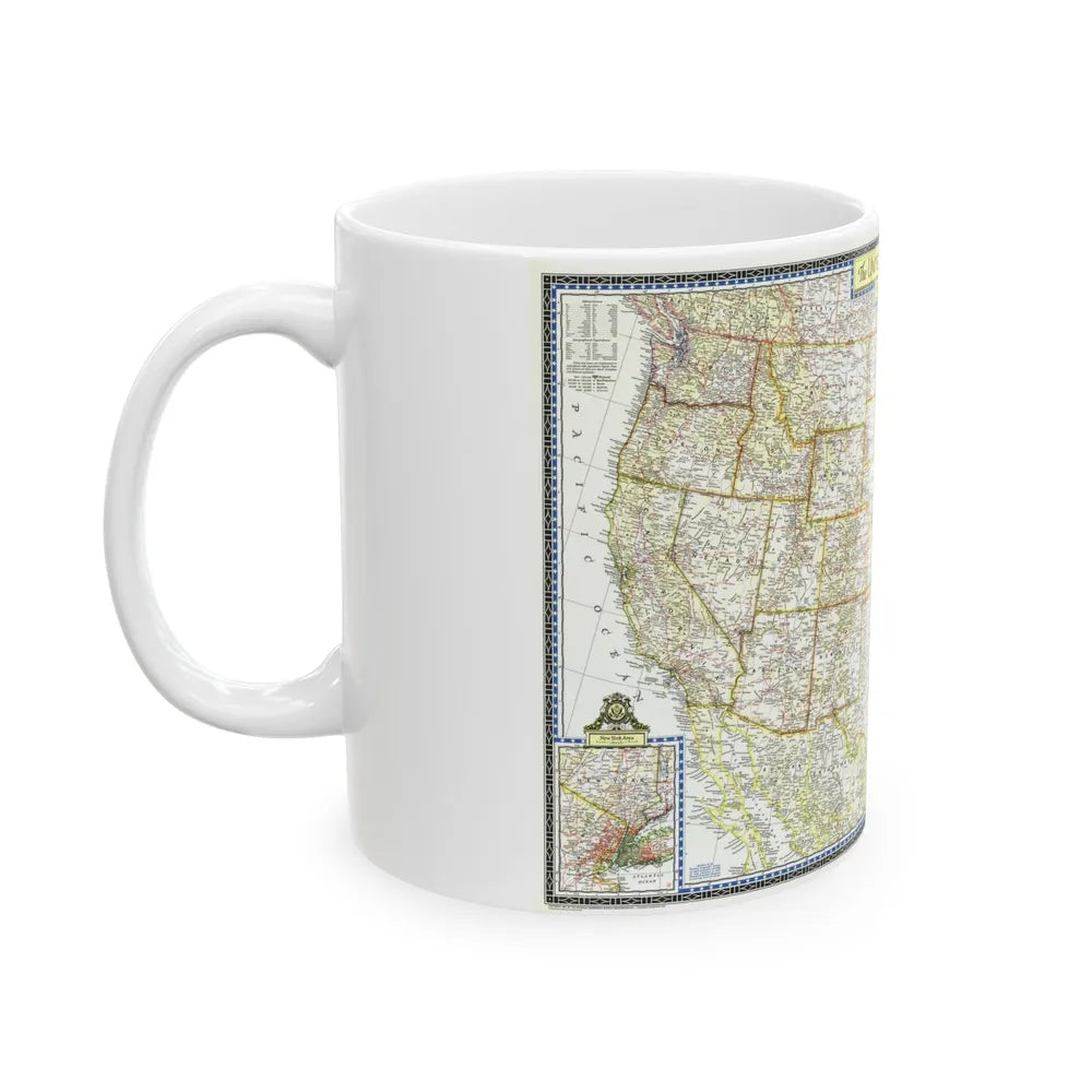 USA - The United States (1951) (Map) White Coffee Mug-Go Mug Yourself