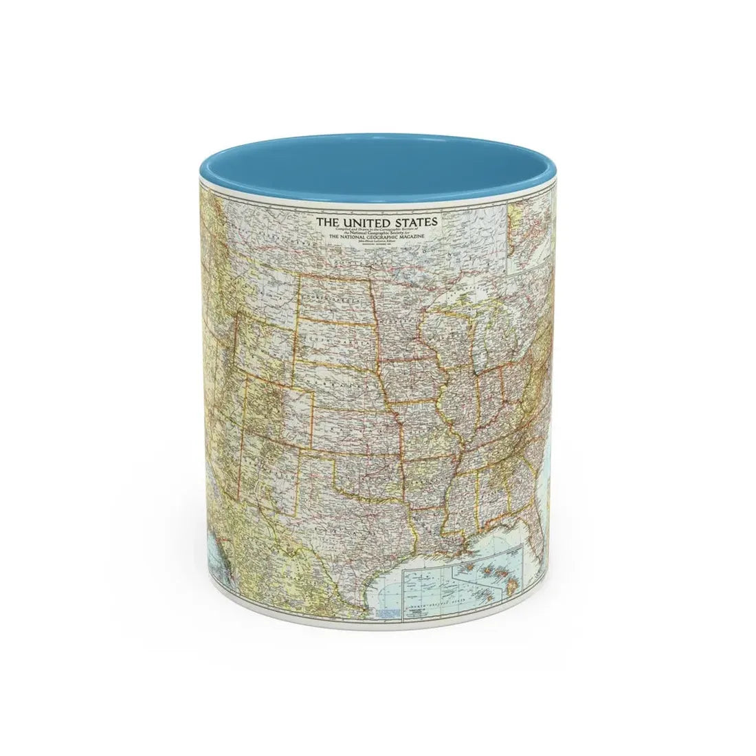 USA - The United States (1956) (Map) Accent Coffee Mug 11oz Light Blue - Go Mug Yourself