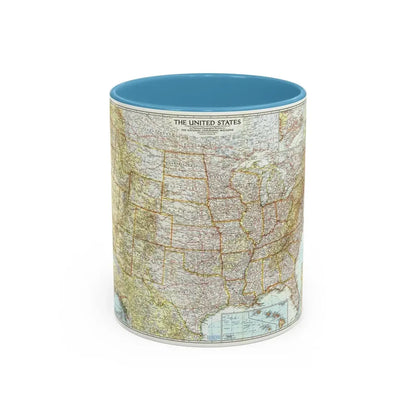 USA - The United States (1956) (Map) Accent Coffee Mug 11oz Light Blue - Go Mug Yourself