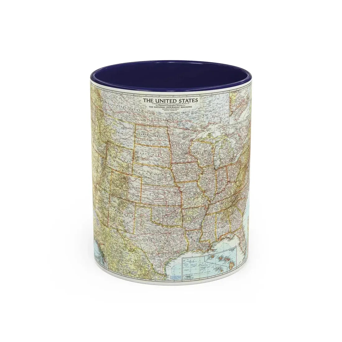 USA - The United States (1956) (Map) Accent Coffee Mug 11oz Navy - Go Mug Yourself