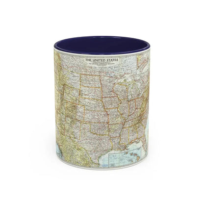 USA - The United States (1956) (Map) Accent Coffee Mug 11oz Navy - Go Mug Yourself