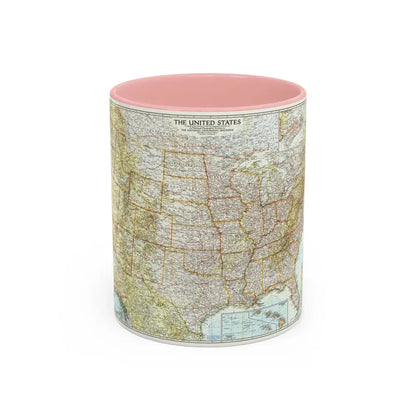 USA - The United States (1956) (Map) Accent Coffee Mug 11oz Pink - Go Mug Yourself