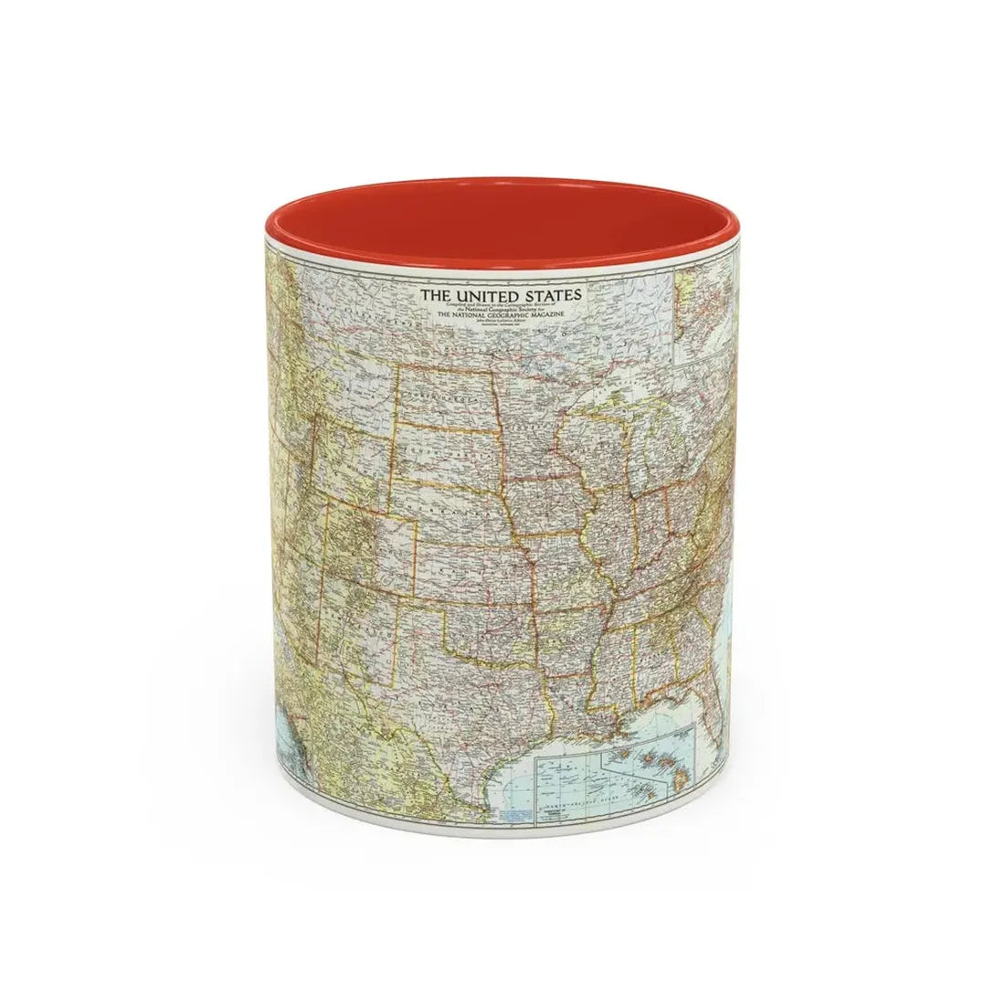 USA - The United States (1956) (Map) Accent Coffee Mug 11oz Red - Go Mug Yourself