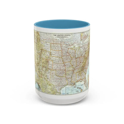 USA - The United States (1956) (Map) Accent Coffee Mug 15oz Light Blue - Go Mug Yourself