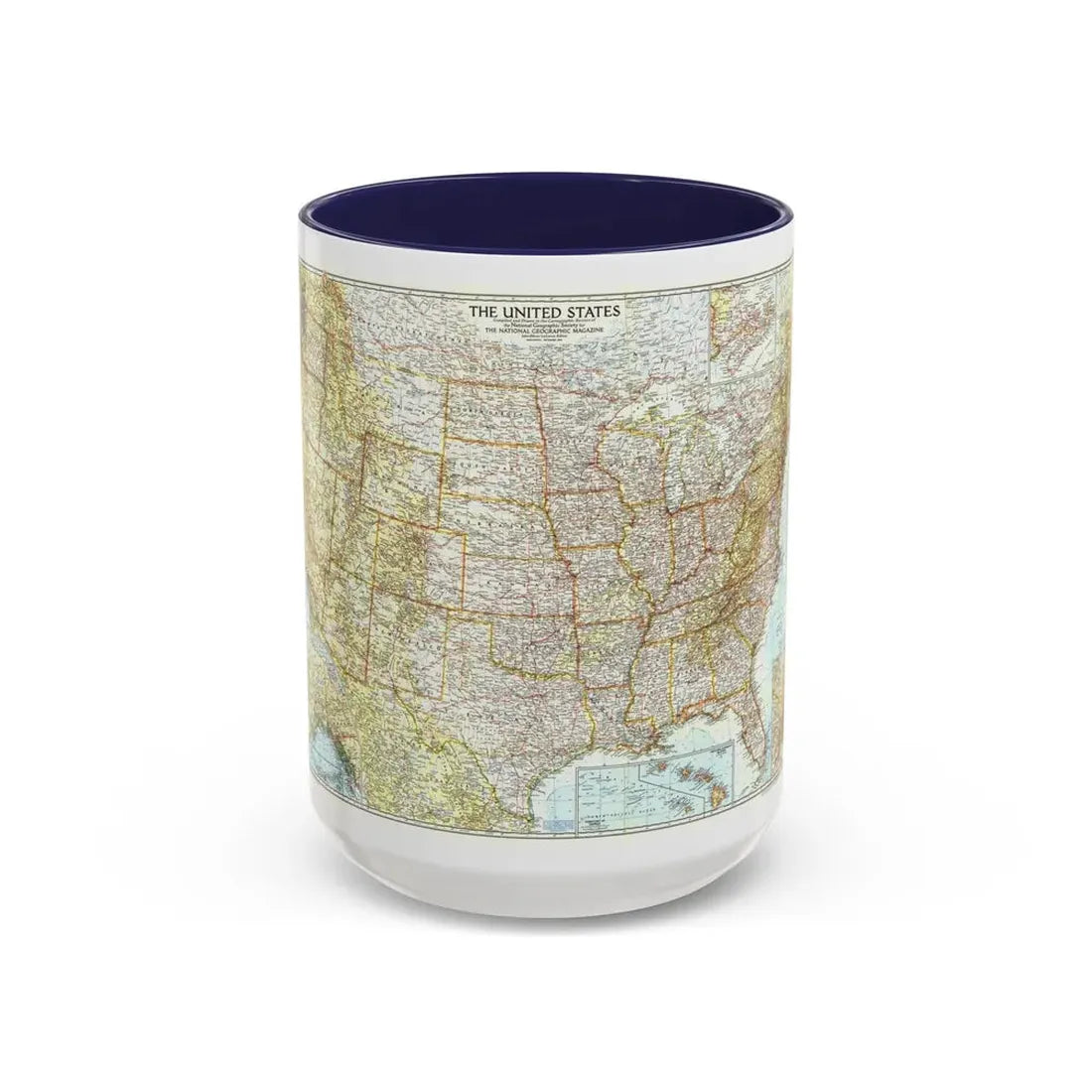 USA - The United States (1956) (Map) Accent Coffee Mug 15oz Navy - Go Mug Yourself