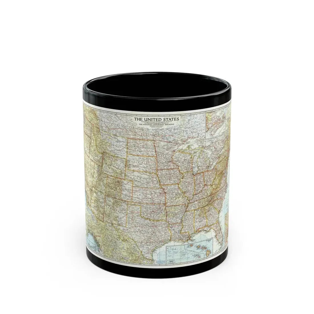 USA - The United States (1956) (Map) Black Coffee Mug 11oz - Go Mug Yourself