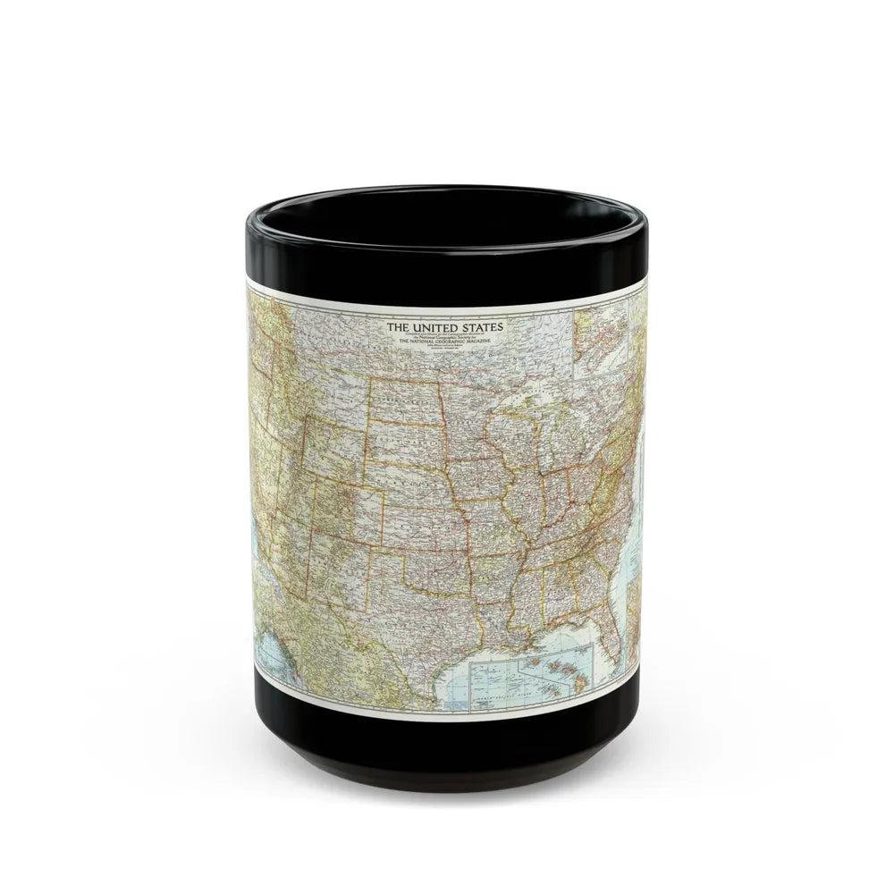 USA - The United States (1956) (Map) Black Coffee Mug-15oz-Go Mug Yourself