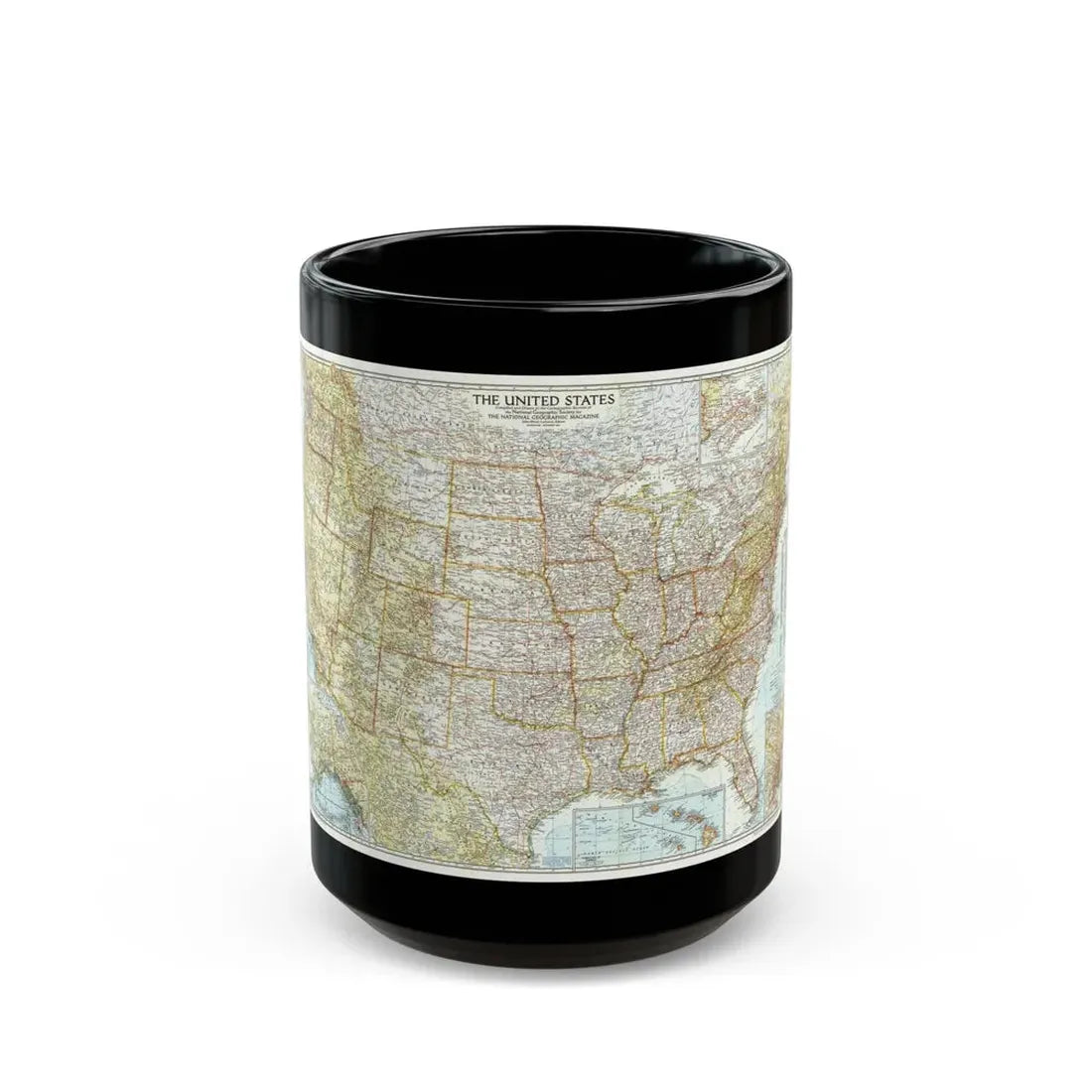 USA - The United States (1956) (Map) Black Coffee Mug 15oz - Go Mug Yourself