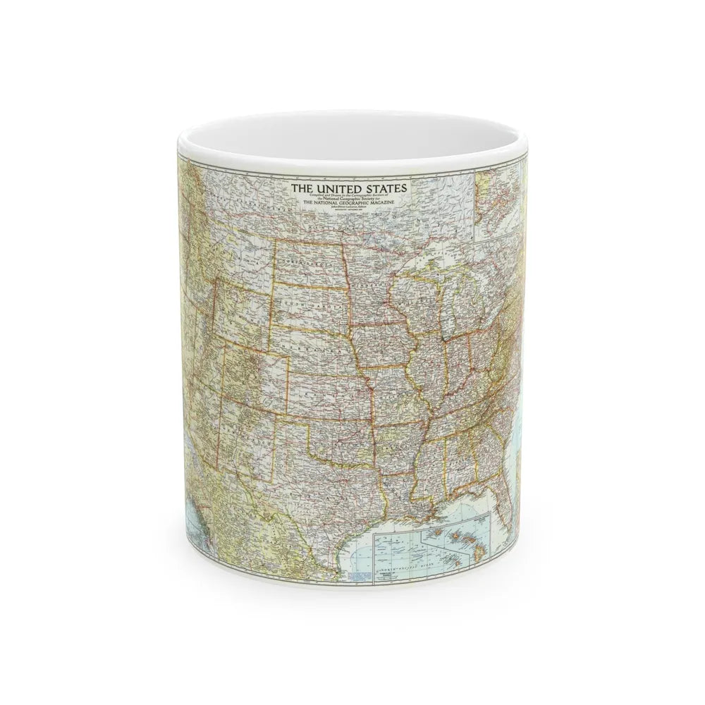 USA - The United States (1956) (Map) White Coffee Mug-11oz-Go Mug Yourself