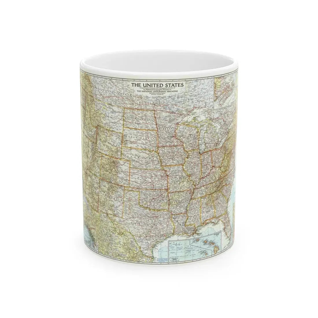 USA - The United States (1956) (Map) White Coffee Mug 11oz - Go Mug Yourself