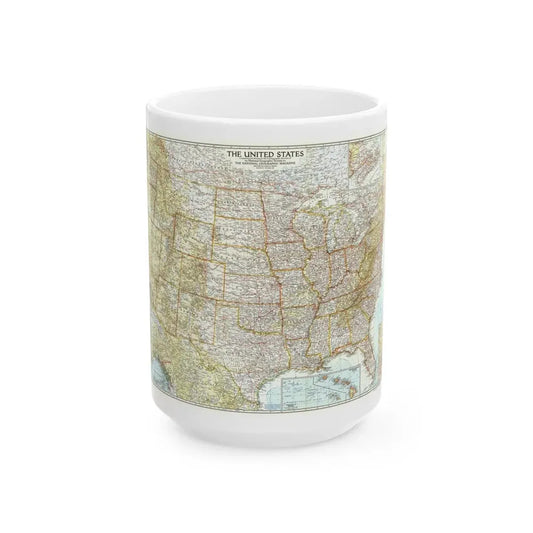 USA - The United States (1956) (Map) White Coffee Mug 15oz - Go Mug Yourself