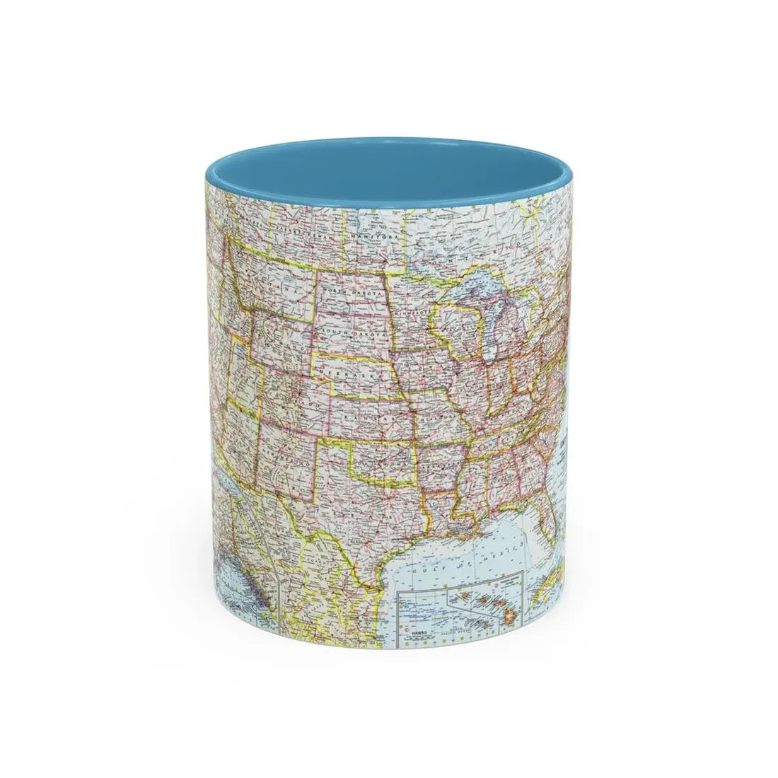 USA - The United States (1961) (Map) Accent Coffee Mug 11oz Light Blue - Go Mug Yourself