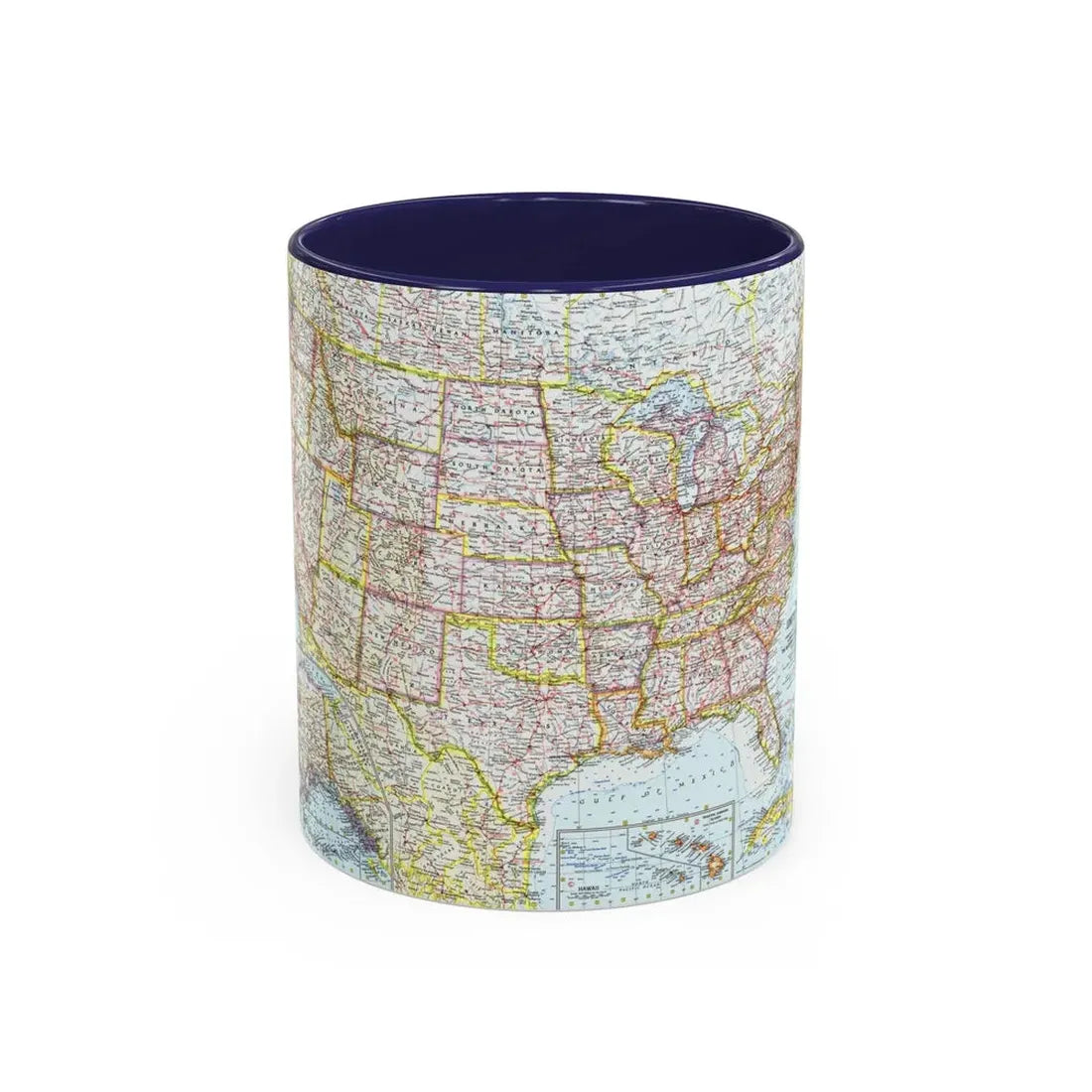 USA - The United States (1961) (Map) Accent Coffee Mug 11oz Navy - Go Mug Yourself