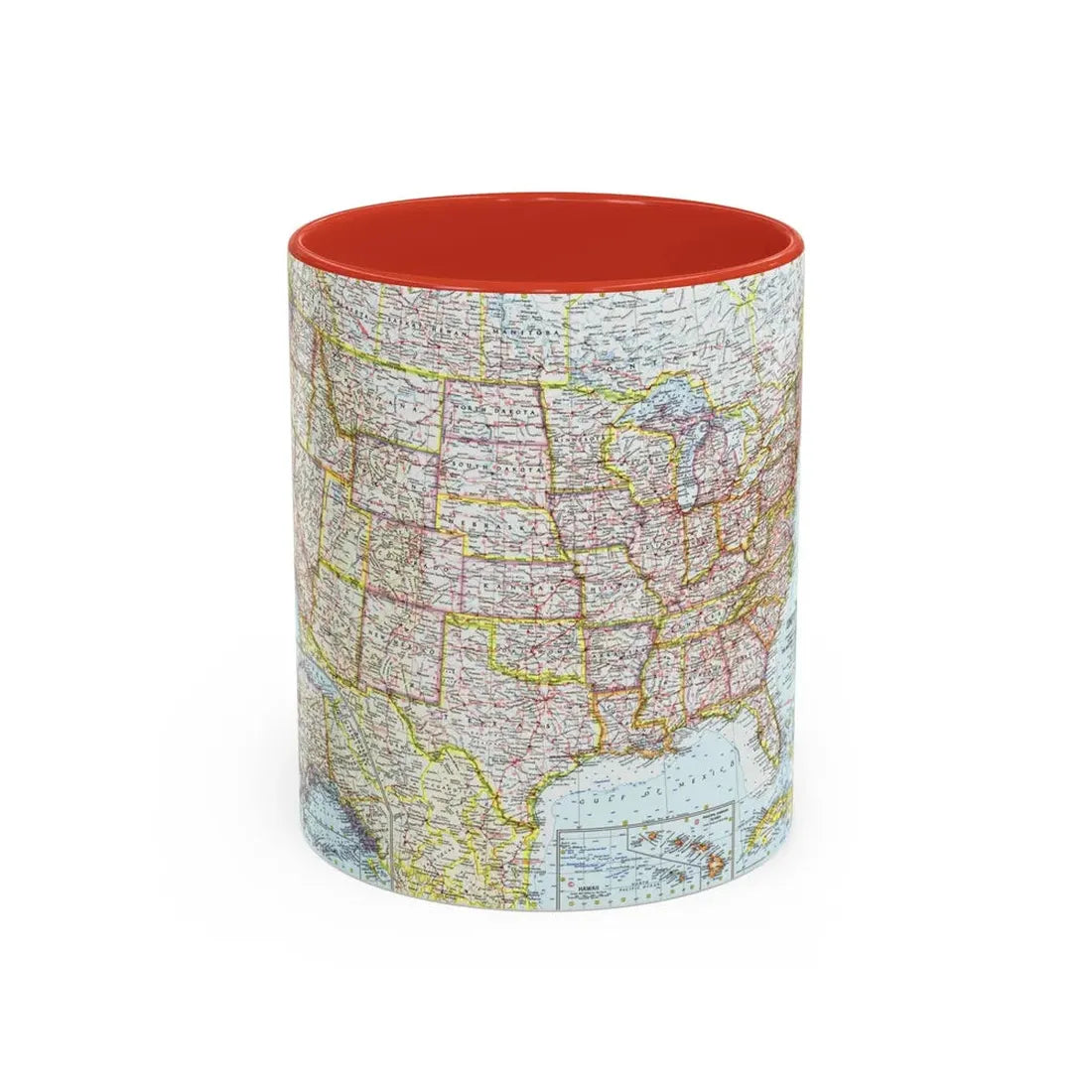 USA - The United States (1961) (Map) Accent Coffee Mug 11oz Red - Go Mug Yourself
